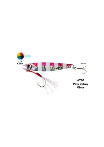 Jig-X 60GR Shore Jigging Jig Yem MT02 Pink Zebra Glow