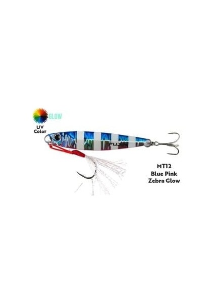 Jig-X 60GR Shore Jigging Jig Yem MT12 Blue Pink Zebra Glow