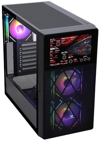 PB-P4367BB 3-Rgb Fanlı LCD Ekranlı Gamıng Mıd-Tower Pc Kasası