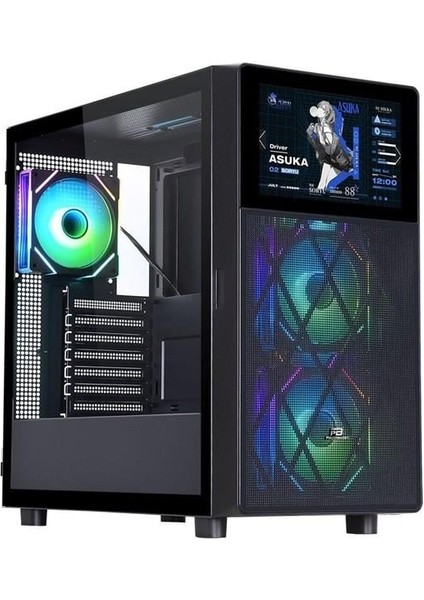 PB-P4367BB 3-Rgb Fanlı LCD Ekranlı Gamıng Mıd-Tower Pc Kasası