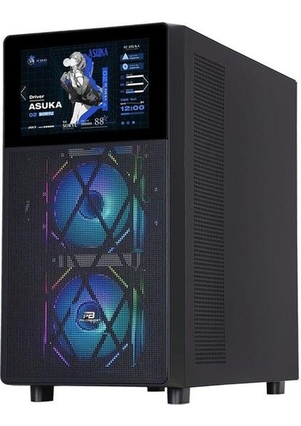 PB-P4367BB 3-Rgb Fanlı LCD Ekranlı Gamıng Mıd-Tower Pc Kasası