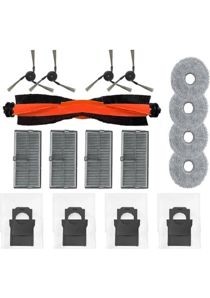 X40 Ultra / S30 Pro Robot Süpürge Için 17 Adet Aksesuar Seti Yıkanabilir Ana Yan Fırça Filtreleri Toz Torbası Paspas (Yurt Dışından)