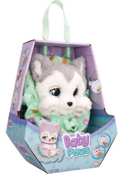 Baby Paws Sesli Yavru Köpek Pelüş 20 cm Husky - Yeşil Çanta