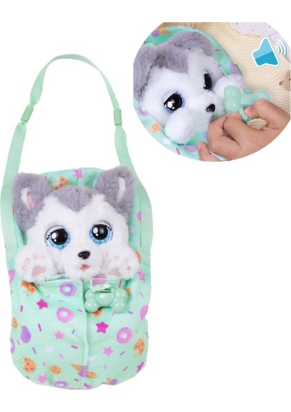 Baby Paws Sesli Yavru Köpek Pelüş 20 cm Husky - Yeşil Çanta modelleri