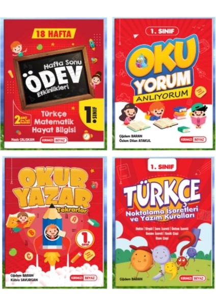 Kırmızı Beyaz Yayınları 2.dönem Tekno Ödev Etkinlikleri - Okur Yazar - Okuyorum - Noktalama Işaretleri 4'lü Set