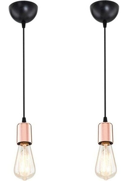 Modern Retro Tekli Sarkıt Siyah Bakır 2 Li Set