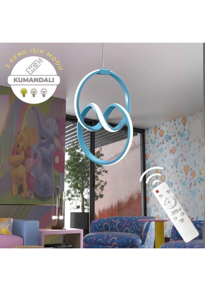 Modern Giulia Mavi Kumandalı 3 Renk Ledli Dimmerli Modern Ledli Avize