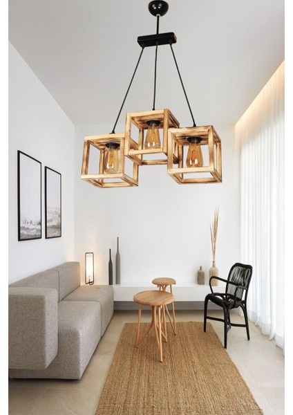 Modern Kule 3'lü Sıralı Siyah Avize