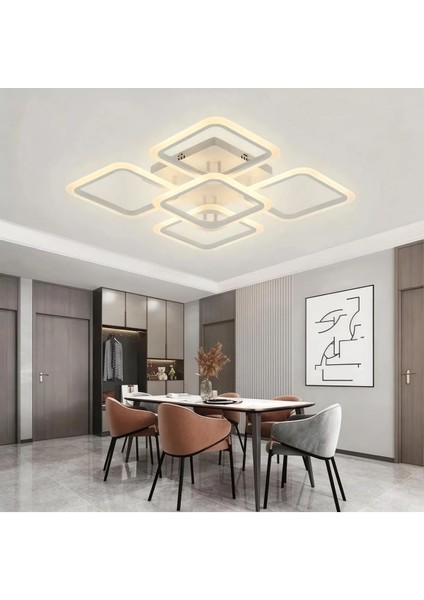 Modern Carina 4+1 Beyaz Plafonyer Lüks Modern 5'li Günışığı Ledli Avize