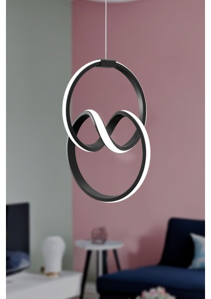 Modern Anna Tekli LED Avize Siyah