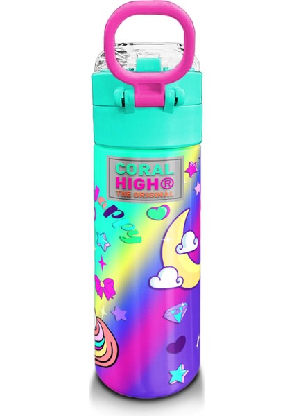 Kids Lavanta Su Yeşili Unicorn Desenli Pipetli ve Direkt Içim Çelik Termos 500 ml 31937 modelleri