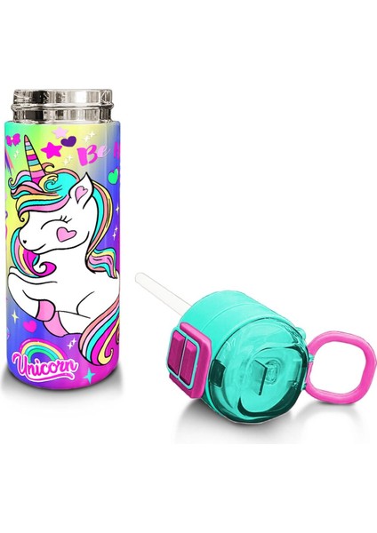 Kids Lavanta Su Yeşili Unicorn Desenli Pipetli ve Direkt Içim Çelik Termos 500 ml 31937 fırsatları