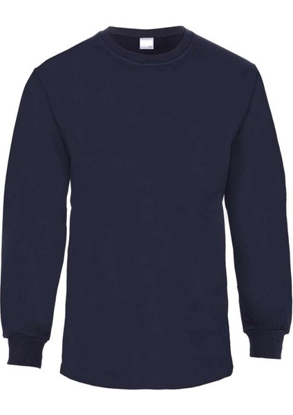 2 Iplik Bisiklet Yaka Sweatshirt Siyah