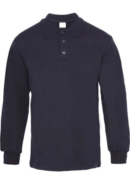 2 Iplik Polo Yaka Sweatshirt Siyah