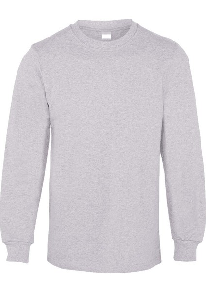 2 Iplik Bisiklet Yaka Sweatshirt Gri