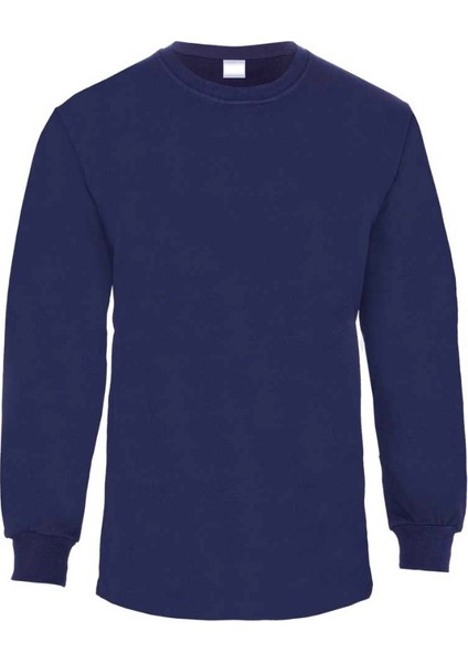 2 Iplik Bisiklet Yaka Sweatshirt Lacivert
