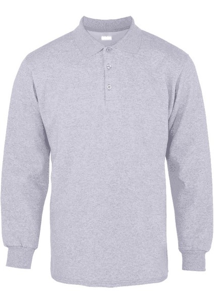 2 Iplik Polo Yaka Sweatshirt Gri