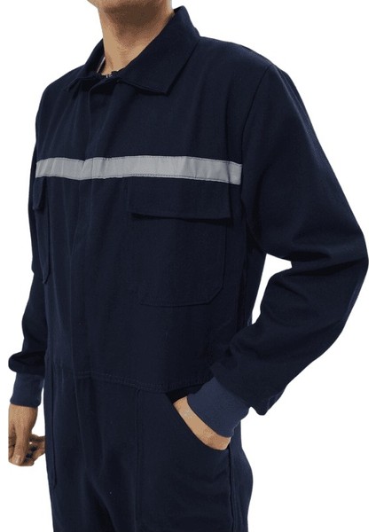 16/12 Gabardin Kumaş Bütün Kollu Tulum Lacivert