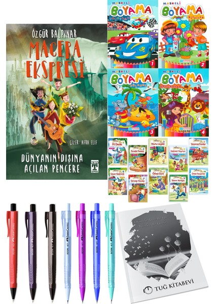 Macera Ekspresi Dünyanın Dışına Açılan Pencere ve 4'lü Maskeli Boyama 10'lu Hikaye