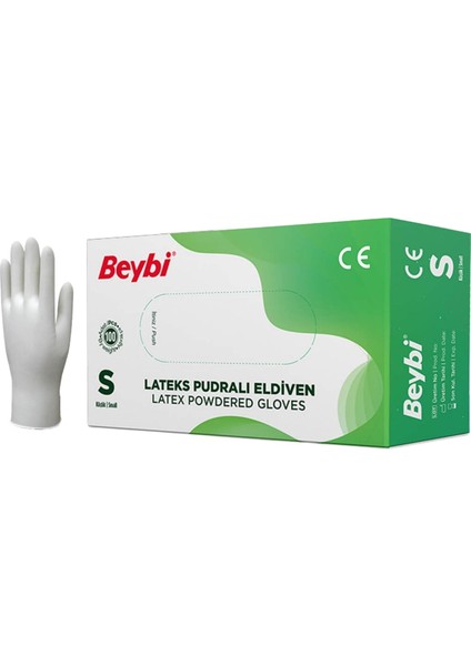 Lateks Pudralı Eldiven 100'LÜK 1 Kutu S Beden