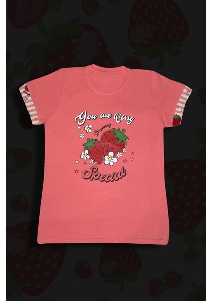 Pamuklu Çilek Desenli Kız Çocuk Pijama Takımı