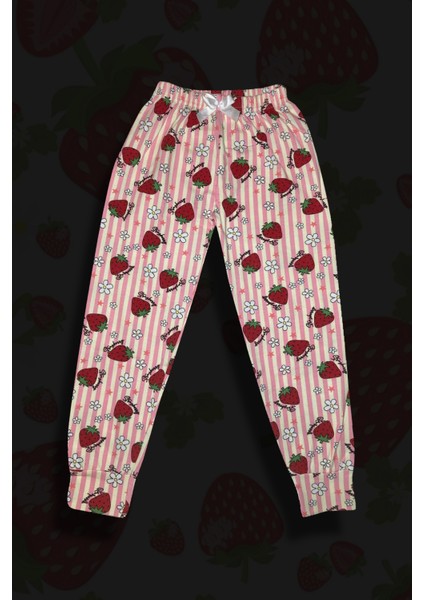 Pamuklu Çilek Desenli Kız Çocuk Pijama Takımı