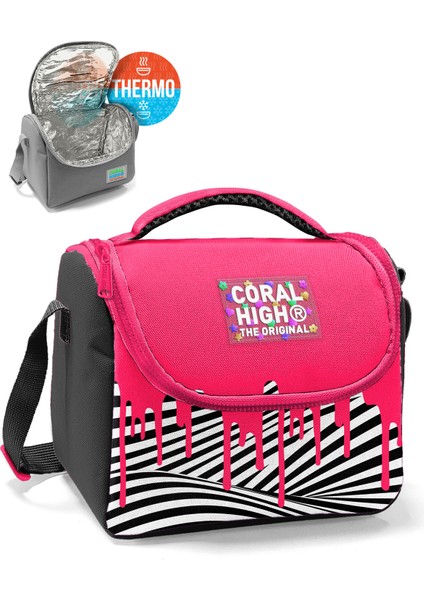 Pembe Siyah Beyaz Desenli Thermo Beslenme Çantası 22778