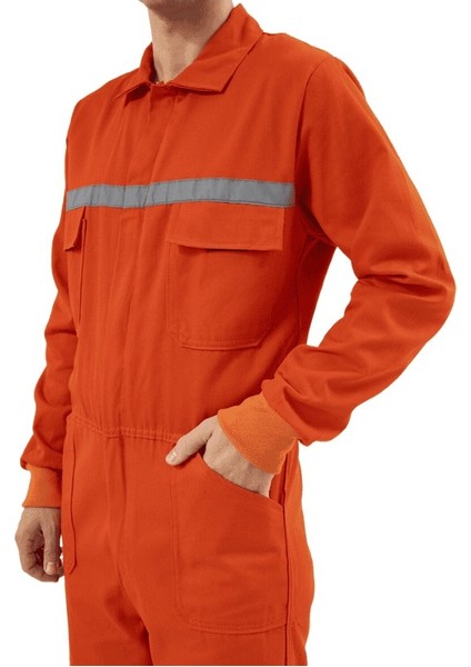 16/12 Gabardin Kumaş Bütün Kollu Tulum Turuncu