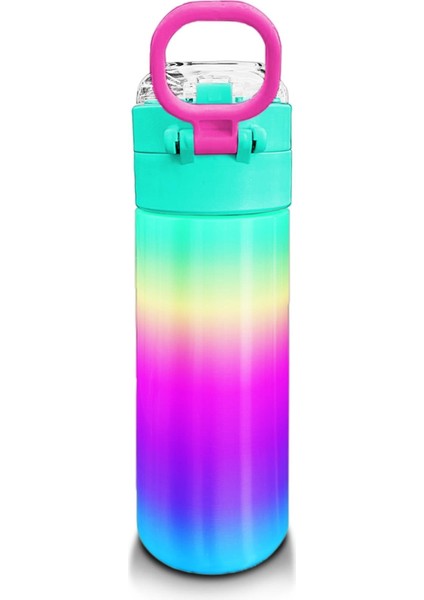 Kids Renk Geçişli Desenli Pipetli ve Direkt Içim Çelik Termos 500 ml 31924 modelleri