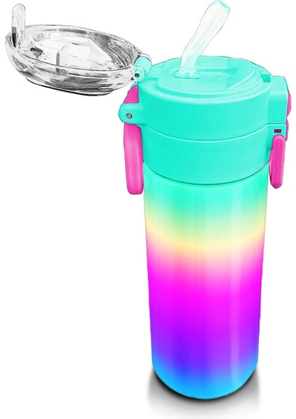 Kids Renk Geçişli Desenli Pipetli ve Direkt Içim Çelik Termos 500 ml 31924 indirimleri
