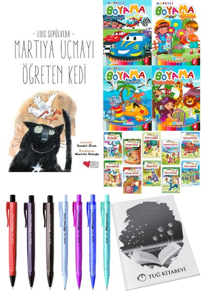 Martıya Uçmayı Öğreten Kedi ve 4'lü Maskeli Boyama 10'lu Hikaye