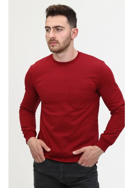 İki İplik Sıfır Yaka Bordo Sweatshirt fiyatları