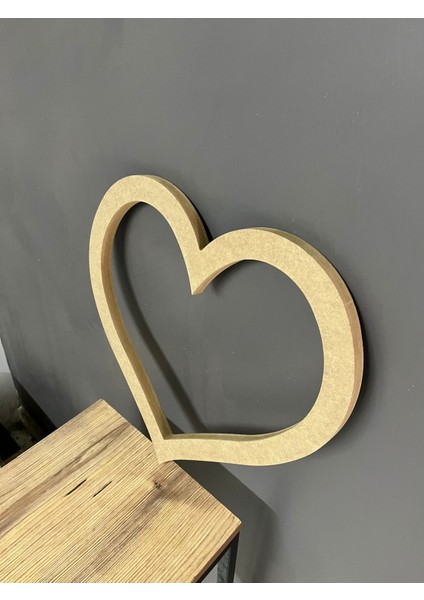 Içi Boşaltılmış Kalp Dekoru 40 x 42 cm Çapında 18 cm Kalınlığında Ham Mdf indirimleri