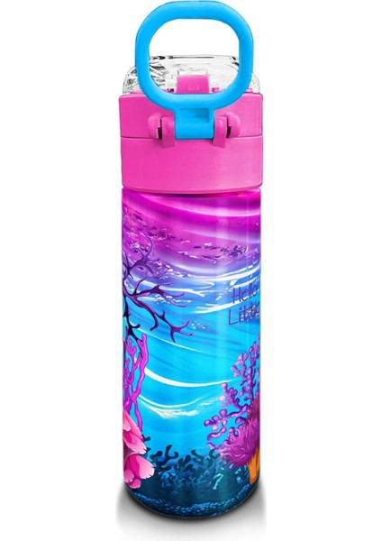 Kids Pembe Mor Kaplumbağa Desenli Pipetli ve Direkt Içim Çelik Termos 500 ml 31957 modelleri
