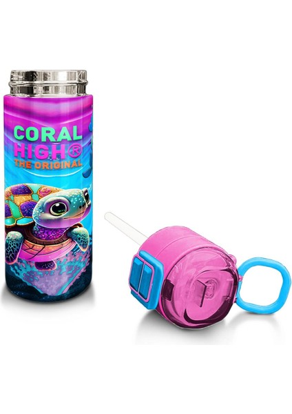 Kids Pembe Mor Kaplumbağa Desenli Pipetli ve Direkt Içim Çelik Termos 500 ml 31957 fırsatları