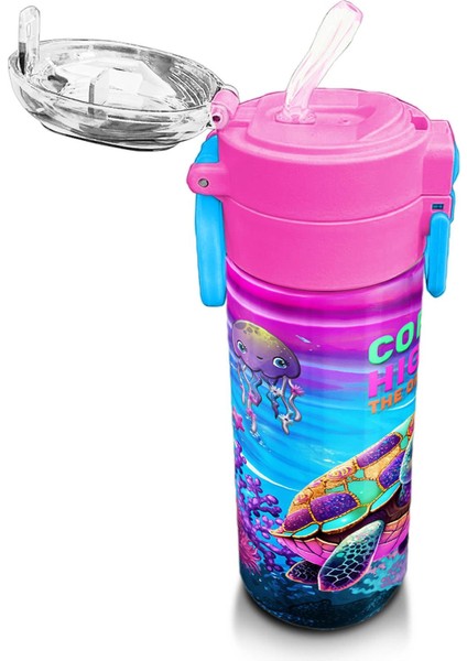 Kids Pembe Mor Kaplumbağa Desenli Pipetli ve Direkt Içim Çelik Termos 500 ml 31957 indirimleri