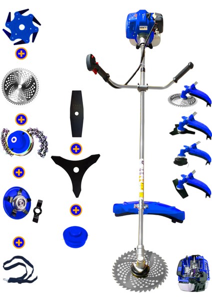 Germany MULTI-9900 Yan Tırpan 8 In 1 Full Set Hediye Benzinli Motorlu Ot Çalı Çim Biçme Makinesi