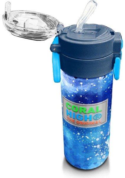 Kids Lacivert Mavi Kurt Desenli Pipetli ve Direkt Içim Çelik Termos 500 ml 31945 indirimleri