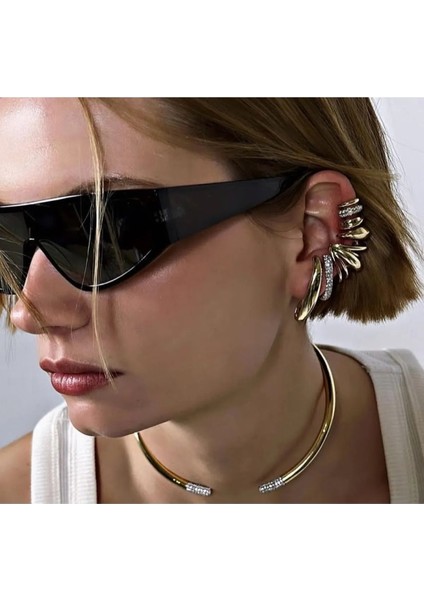 Tasarım Taşlı Tüm Kulak Earcuff Kıkırdak Küpe