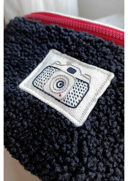 Vintage Camera Black Teddy Nakışlı El Yapımı Bel Çantası modelleri