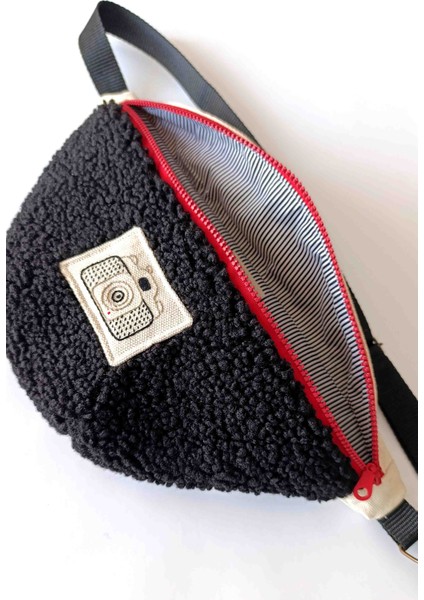 Vintage Camera Black Teddy Nakışlı El Yapımı Bel Çantası fırsatları