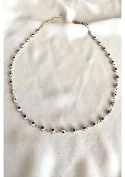 Nazar Boncuklu Altın Kaplama Choker Kolye