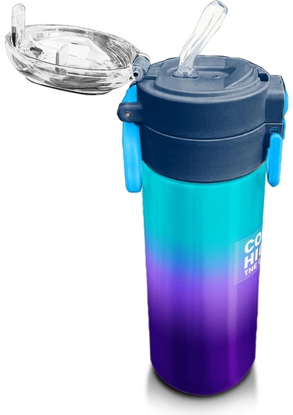 Kids Mor Renk Geçişli Desenli Pipetli ve Direkt Içim Çelik Termos 500 ml 31964 indirimleri