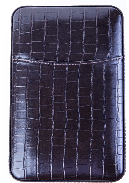 Kahverengi Timsah Derisi Desenli Dahili Çakmak Deri Puro Taşıma Çantası & Seyahat Humidoru