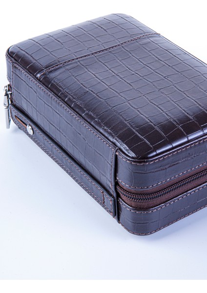 Kahverengi Timsah Derisi Desenli Dahili Çakmak Deri Puro Taşıma Çantası & Seyahat Humidoru fiyatları