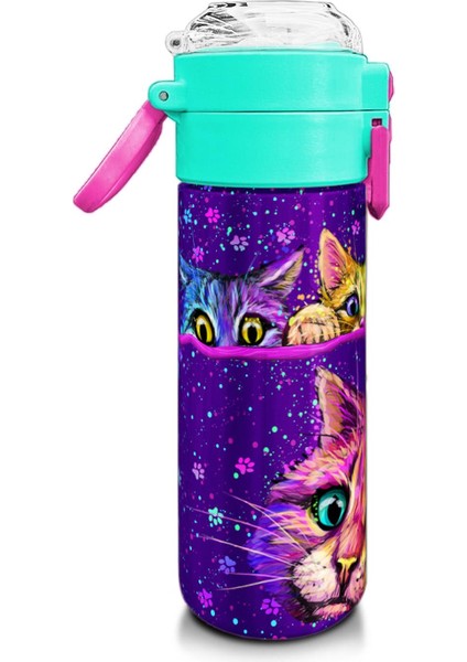 Kids Mor Pembe Kedi Desenli Pipetli ve Direkt Içim Çelik Termos 500 ml 31939 fiyatları