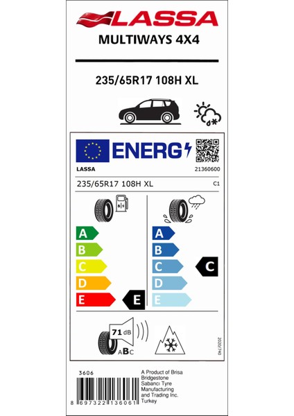 235/65 R17 108H Xl Multıways 4x4 Oto 4 Mevsim Lastiği (Üretim Yılı:2025)