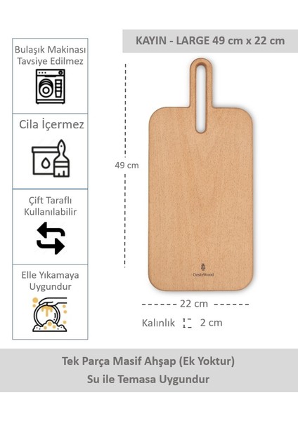 Yekpare Masif Ahşap Sunum Tahtası Kesme Tahtası Kayın Large fiyatları