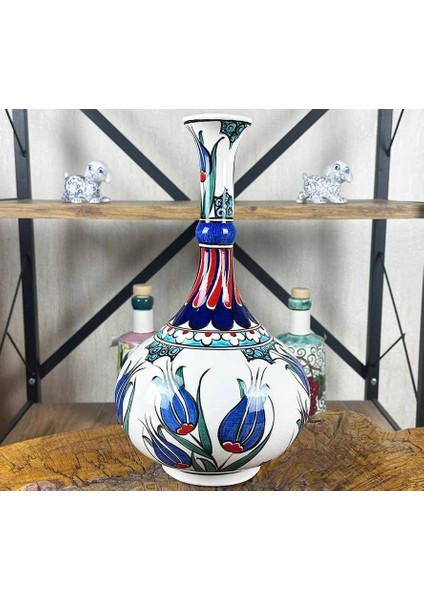 Lale Bahçesi Desenli 30CM Iznik Vazo