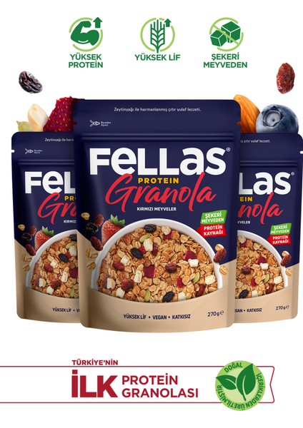 Protein Granola -Kırmızı Meyveler 270g x 3